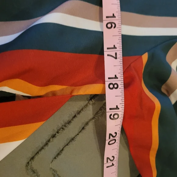 Muriell's Closet blue, red, green, gold, and white striped blouse. Size … - Picture 5 of 12